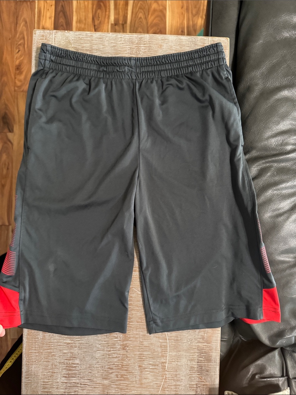 Xersion Gray Basketball Athletic Shorts with Red Accents - Large
